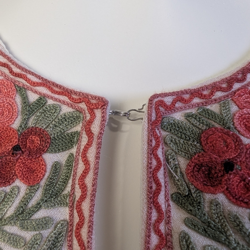 Floral Embroidered Fringe Poncho | One Size Fits Most - Picture 6 of 6